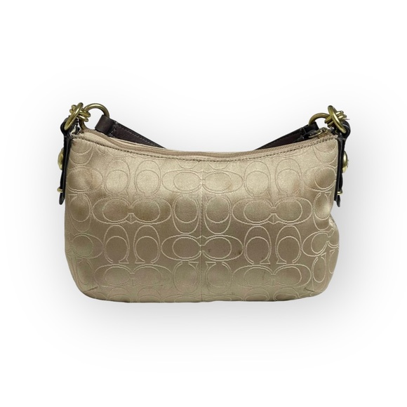 Coach ♕ Mia Lurex Signature C Top Handle Pouch Hobo Bag Handbag ♕ Light Khaki ♕ - Picture 4 of 16